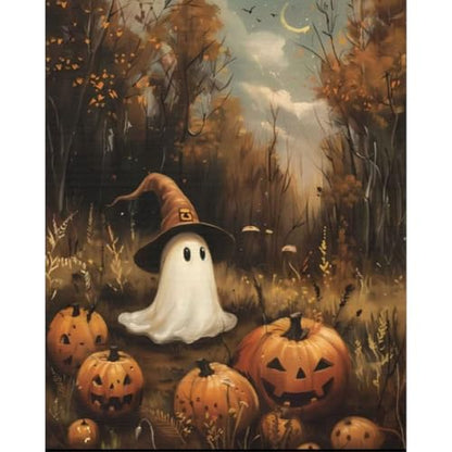 Spooky Paint by Numbers for Adults, Halloween Paint by Number on Canvas - color: MT23079