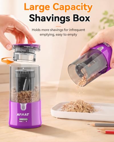 AFMAT Electric Pencil Sharpener, Plug-in Pencil Sharpener for 6-12mm Pencil - color: Purple