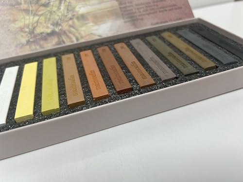 MAIMOUFIN Sanded Pastel Paper Trial Pack of 5 Sheets&12-Pack Earth Tone Square Soft Pastels