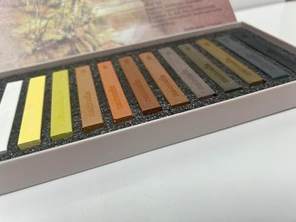 MAIMOUFIN Sanded Pastel Paper Trial Pack of 5 Sheets&12-Pack Earth Tone Square Soft Pastels