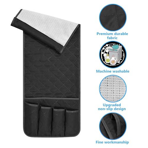 Armchair Caddy for Recliner, Non Slip Sofa Arm Organizer, Black - color: BLACK