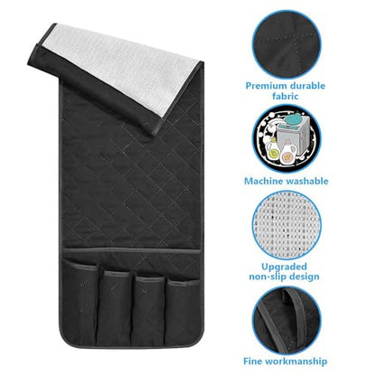 Armchair Caddy for Recliner, Non Slip Sofa Arm Organizer, Black - color: BLACK