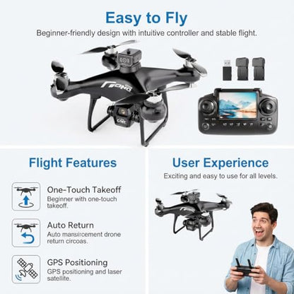 E55 Air Drone with Screen Controller with SD Card, 2 Batteries. - color: 2 batteries - White
