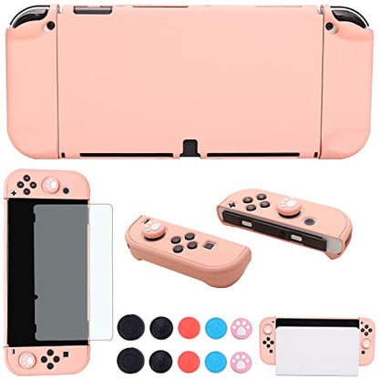 COMCOOL Dockable Case for Nintendo Switch Oled - [9 FT Military Grade Drop Protection] [with Tempered Glass Screen Protector and Thumb Grips] for Girls Boys Kids - Pink - color: Pink