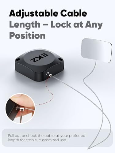 EKZ 8ft Retractable Remote Control Cable Tether Lock - Anti-Loss Security Lanyard with Adjustable Locking Leash Length Clasp for Game Controllers, Tablets, Home, Office, Showroom – 2 Pack