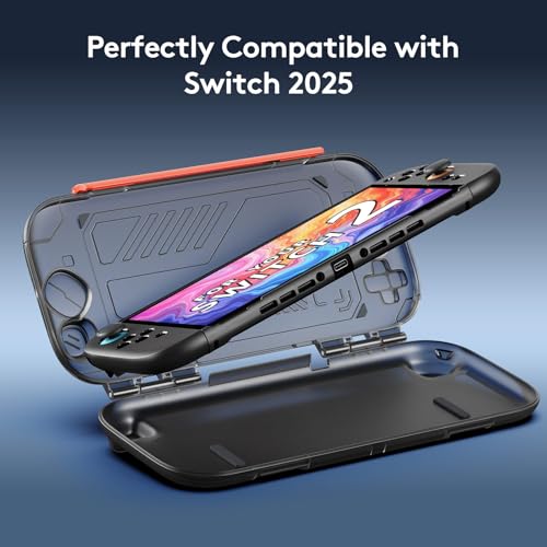 JEMDO Slim Protective Carrying Case for Nintendo Switch 2 Only, Shockproof, Dustproof & Portable Hard Shell, Travel Cover with Raised Joystick Guard, Charge-Through Port, Secure Lock & Wrist Strap - style: Console Case