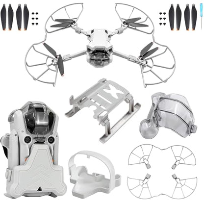 Mini 4 Pro Accessories Bundle: with Propellers Blades Guard Landing Gear Gimbal Protector Leg Extensions Props Holder Strap Lens Cover for DJI Mini 4 Pro Drone Accessories Set