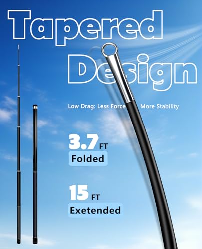Telescoping Windsock Pole 15 FT – 5-Section Fiberglass Wind Sock Pole - size: 15 feet