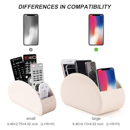 BONNY DODO Remote Control Holders Organizer Box with 5 Compartment PU Leather Multi-functional Office Desk Storage Caddy Store (Begie) - color: Begie