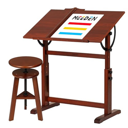 MEEDEN Vintage Drafting Table & Stool: 35.5" x 23.5" Art Desk and Stool Set - style: With a Stool