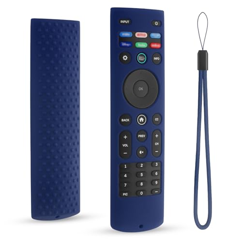 Silicone Remote Control Cover for Vizio XRT140, Protective Case for Vizio Smart TV Remote with Lanyard, Anti-Slip (Darkblue) - color: Darkblue