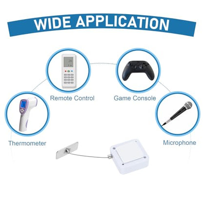 PATIKIL 5ft (1.5M) Retractable Remote Control Cable Tether 2N, 3PCS Remote Control Security Lanyard Lock Adjustable Locking Leash with Iron Cap for TVs Phone Tablets Showroom, White - color: White, size: 5ft