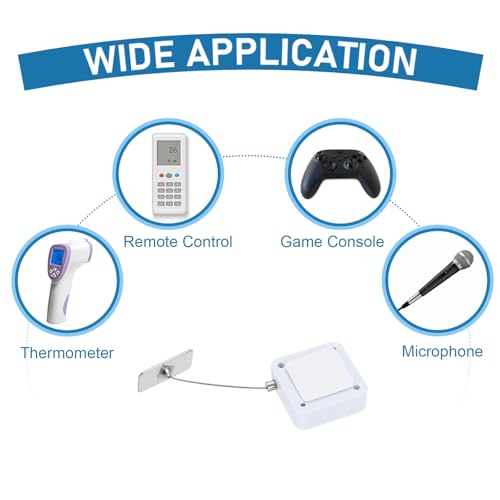 PATIKIL 3.3ft (1M) Retractable Remote Control Cable Tether 2N, 3PCS Remote Control Security Lanyard Lock Adjustable Locking Leash with Iron Cap for TV Phone Tablets Showroom, White - color: White, size: 3.3ft