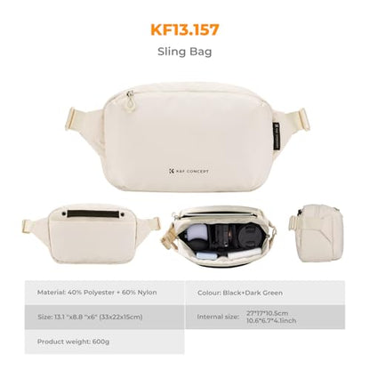 K&F CONCEPT 2 in 1 Camera Sling Bag, Everyday Shoulder Bag - color: 06 Beige Medium