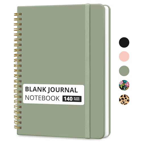 Taja Blank Spiral Notebook for Work, 5.7"x7.9" Spiral Plain Sketch Notebook - color: A-Green, style: d-Blank