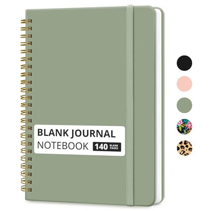 Taja Blank Spiral Notebook for Work, 5.7"x7.9" Spiral Plain Sketch Notebook - color: A-Green, style: d-Blank