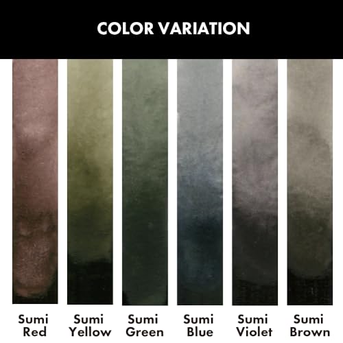 Kuretake Gansai Tambi SUMI COLORS, 6 colors set, Made in Japan - style: Sumi