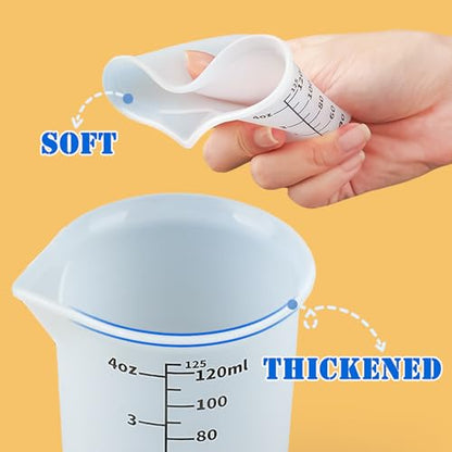 5pcs Silicone Measuring Cups 125ml for Resin, 3pcs 40ml Mixing Bowls