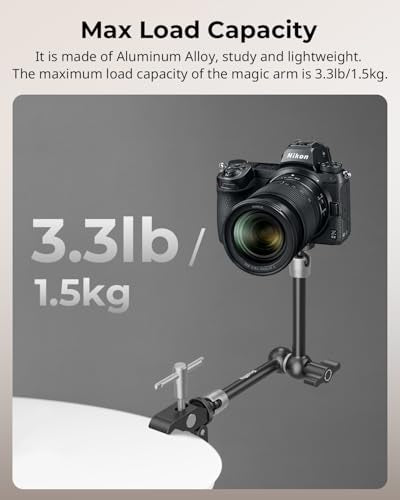 SMALLRIG 9.8 Inches Magic Arm Clamp Kit with 1/4" and 3/8" Threaded Holes - size: 9.8''+arm only