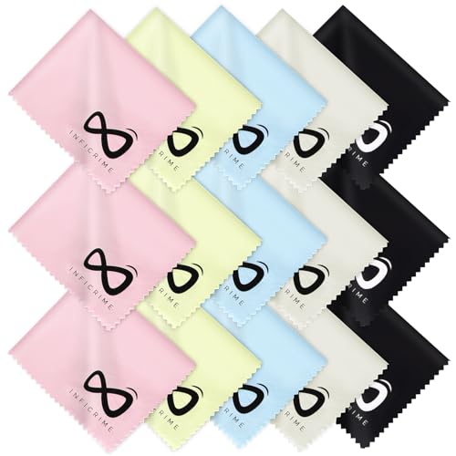 Microfiber Glasses Cloth 15 Pack (6x7 Inch) - 5 Assorted Colors - Premium Soft Scratch-Free Cleaning for Eyeglasses, Screens, Phone, Camera Lenses & Electronics