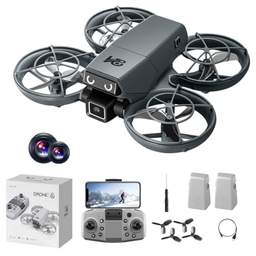 Drone with HD Camera Indoor Mini RC Quadcopter Drones for Adults - color: Black + 2 batteries