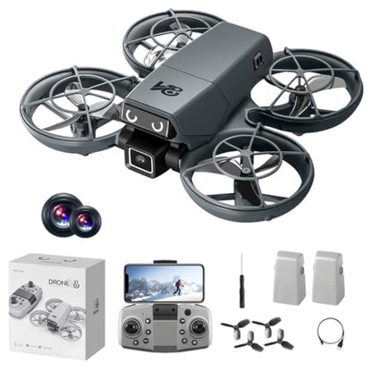 Drone with HD Camera Indoor Mini RC Quadcopter Drones for Adults - color: Black + 2 batteries