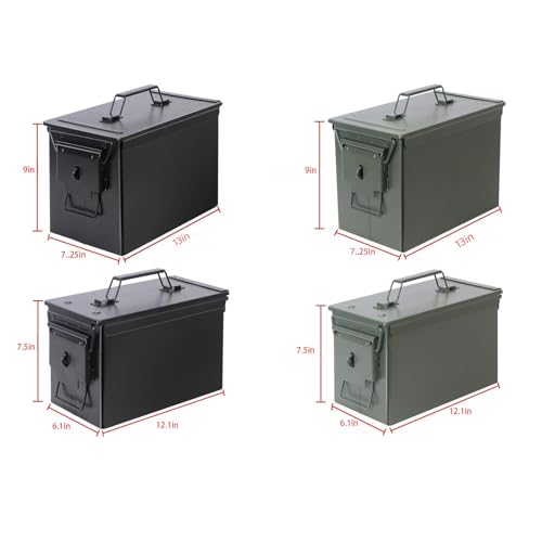 Ammo Can & Ammo Case, Fireproof & Waterproof Metal Storage Box - Perfect for Ammo, Lithium Batteries & RC Car Batteries (Without Lock, Black-13 * 7.2 * 9") - color: Black-13×7.2×9", style: Without Lock