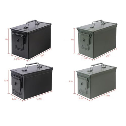 Ammo Can & Ammo Case, Fireproof & Waterproof Metal Storage Box - Perfect for Ammo, Lithium Batteries & RC Car Batteries (Without Lock, Black-13 * 7.2 * 9") - color: Black-13×7.2×9", style: Without Lock