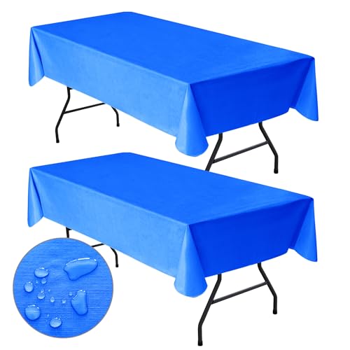 Waterproof Vinyl Tablecloth with Flannel Backing 2 Pcs 60x84 In Blue - color: Blue, size: 60x84 Inch (Rectangular)