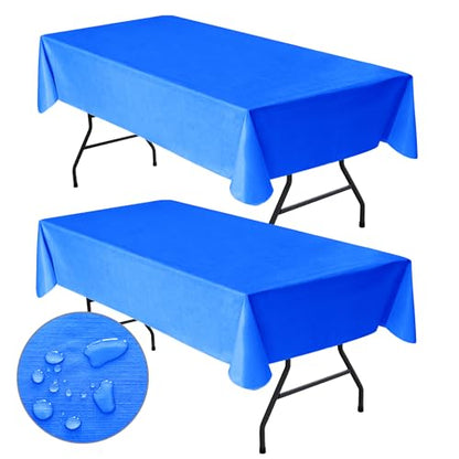 Waterproof Vinyl Tablecloth with Flannel Backing 2 Pcs 60x84 In Blue - color: Blue, size: 60x84 Inch (Rectangular)