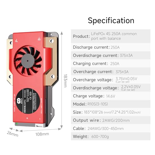 DALY Smart BMS 4S 12V 250A LiFePO4 with WiFi Bluetooth Module CAN RS485 - color: 4S 12V, size: 250A