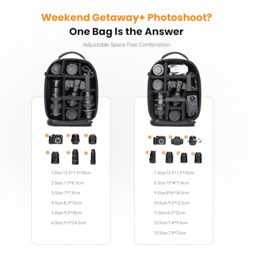 Cwatcun PU Leather Camera Backpack, DSLR Bag with Tripod Holder - color: Black, size: 9.0 Small
