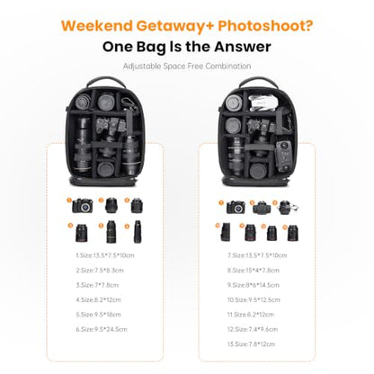 Cwatcun PU Leather Camera Backpack, DSLR Bag with Tripod Holder - color: Black, size: 9.0 Small