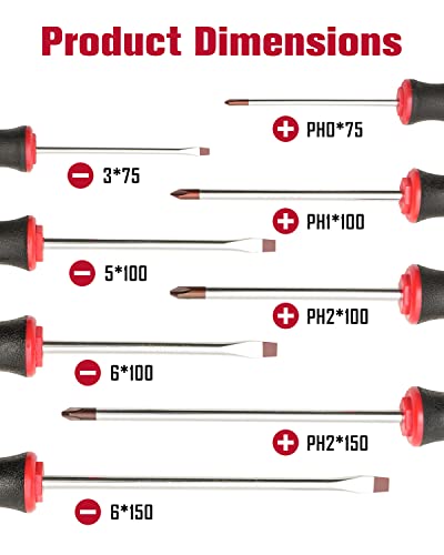 ROTATION 8pc Magnetic Screwdrivers Set, 4 Phillips and 4 Slotted Tips - color: 4pc Phillips+4pc Flat