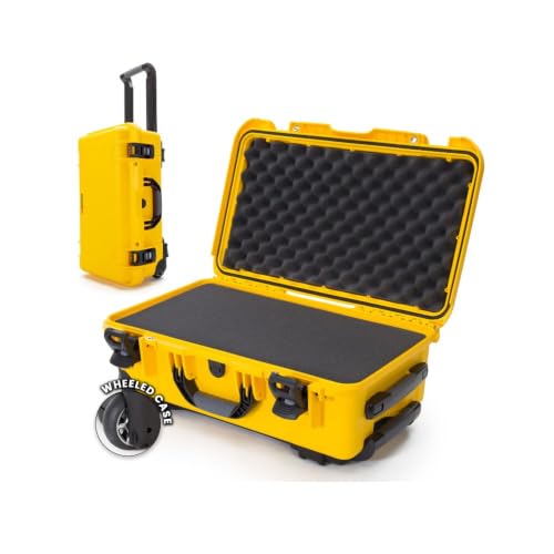 NANUK 935 Hard Case with Cubed Foam for Camera & Lenses – Waterproof Protective Equipment Case with Wheels, 22” x 14” x 9” – Dustproof and Impact Resistant, Carry-On Approved for Most Airlines–Yellow - color: Yellow, style: Cubed Foam