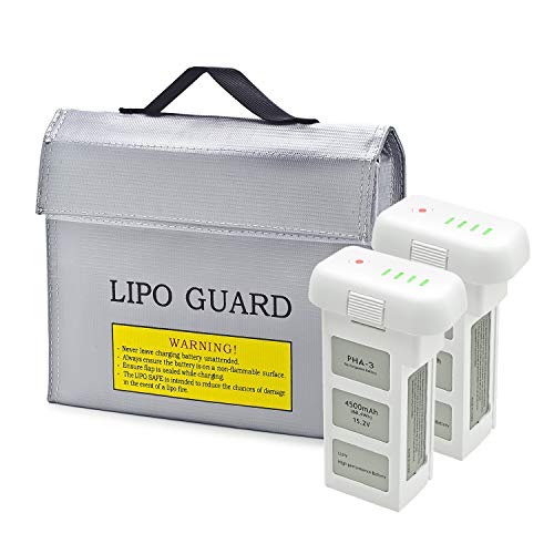 ExpertPower NEW Phantom 3 Replacement Battery with Safety Bag for Battery Storage, Two Pack of Intelligent Flight Battery and One Fireproof Safety Bag - size: 2 Battery + Safety Bag