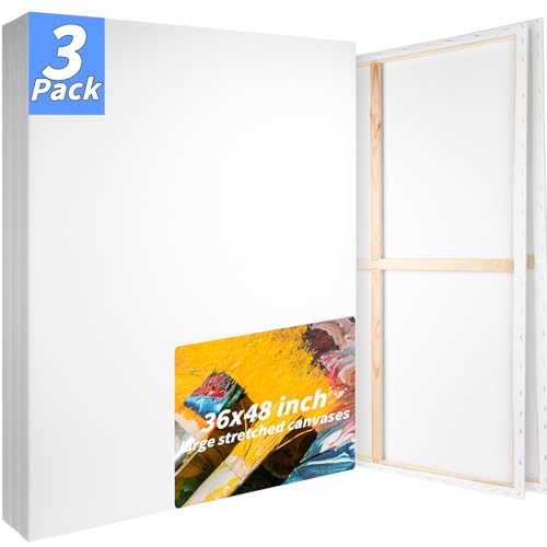 Oleitodh 3 Pack Stretched Canvas 48x36 Inch Large Cotton Painting Canvas - size: 36" x48"-3 Pack