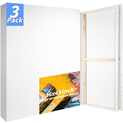 Oleitodh 3 Pack Stretched Canvas 48x36 Inch Large Cotton Painting Canvas - size: 36" x48"-3 Pack