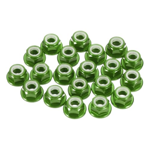 MECCANIXITY 30 Pcs M3 Pitch 0.5mm Aluminum Alloy Lock Nuts Flanged Hex Nuts Nylon Locking Serrated for RC Drone Quadcopter Motor Prop Adapter FPV Parts Fasteners, Green - color: Green, size: M3x0.5mm