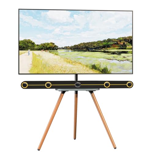 Easel TV-Stand for 43-65‘‘ TVs - Tripod, Swivel, Portable, Black Walnut - color: Black