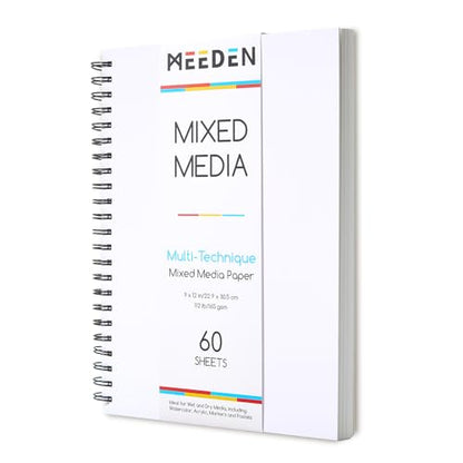 MEEDEN Mixed Media Paper Pad: 9"x12", 112lb/165gsm, 60 Sheets, Spiral Bound