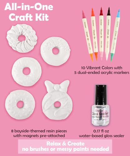 Grabie Magnet Painting Kit, DIY Fridge Magnets, Donut Delight - color: Donut Delight