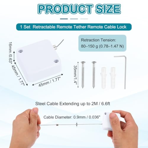 PATIKIL Retractable Remote Control Cable Tether 6.6ft /2M, White 1 Set - color: White, size: 6.6ft /2m