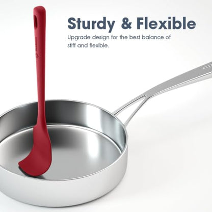 ChefAide 5 Pieces Silicone Spatulas Set, Heat Resistant Rubber Spatula - color: Red, size: 5 pieces