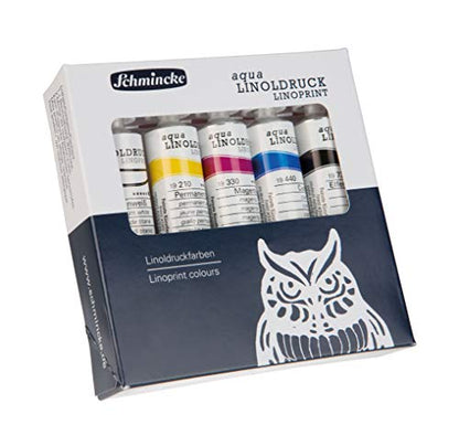Schmincke Aqua lindoprint, Linoleum Printing Set 5 x 20 ml, 82 005 097