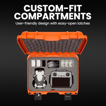 NANUK 915 DJI™ Mini 3 & 4 Pro - Waterproof Hard Case with Drone Foam Insert, Crushproof, Portable Travel Case, Made in Canada – Orange (15.8" x 12.1" x 6.8") - color: Orange