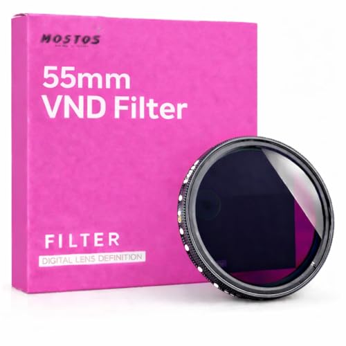 MOSTOS® - Variable ND Filter ND2 to ND400 (1–9 Stop) Adjustable Neutral Density Filter for DSLR & Mirrorless Cameras (55mm VND Filter) - size: 55mm VND Filter
