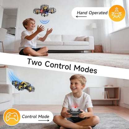 4DRC V18 Mini Kids Drone, Beginner RC Quadcopter with 2 Control Methods, Headless Mode, Auto Hover, 3D Flips, LED Lights, 3 Speeds, 2 Batteries, Fly Toy Gift for Boys