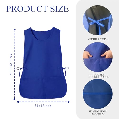 Cobbler Apron Unisex Smock Apron with Side Ties and 2 Deep Pockets Unisex Apron for work kitchen - color: Blue