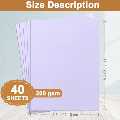 Silunkia 40 Sheets Light Purple Cardstock 8.5 x 11 Certificate Paper 75lb - color: Light Purple